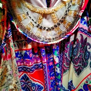 NY collection colorful flowy angle cut dress